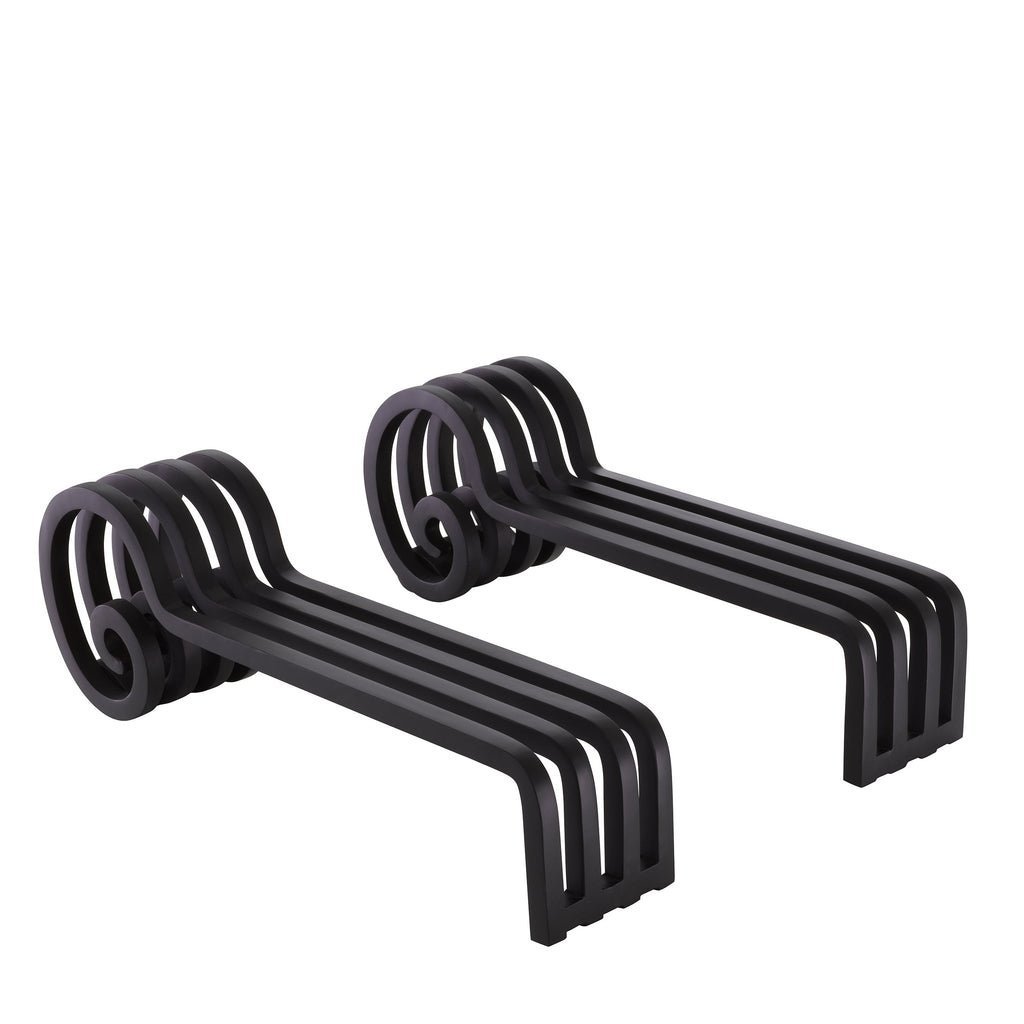 Andiron Mardor Black Finish Set of 2