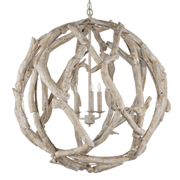 Driftwood Whitewash Orb Chandelier