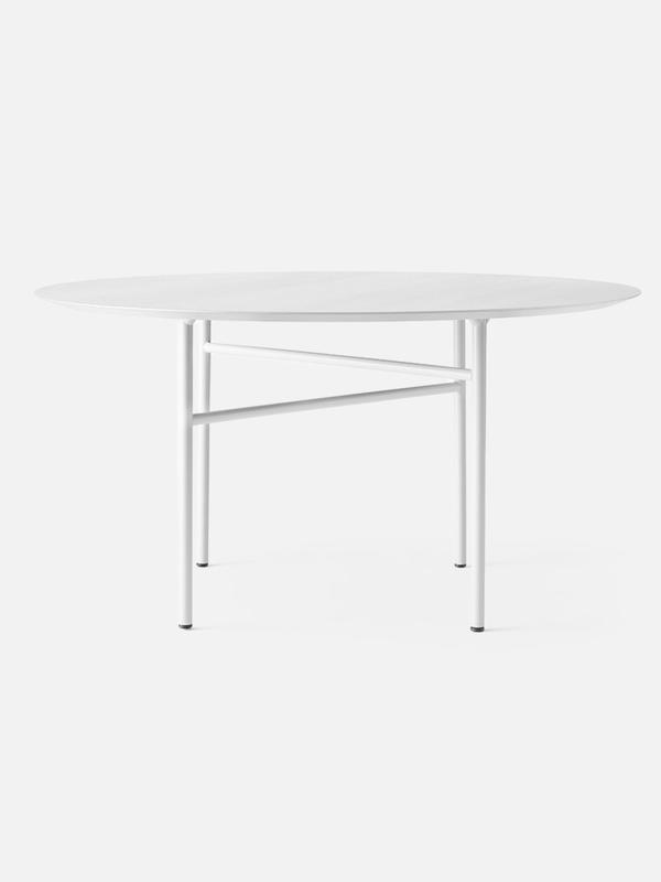Snaregade Dining Table, Round 54 in, Light Grey/Light Grey Veneer