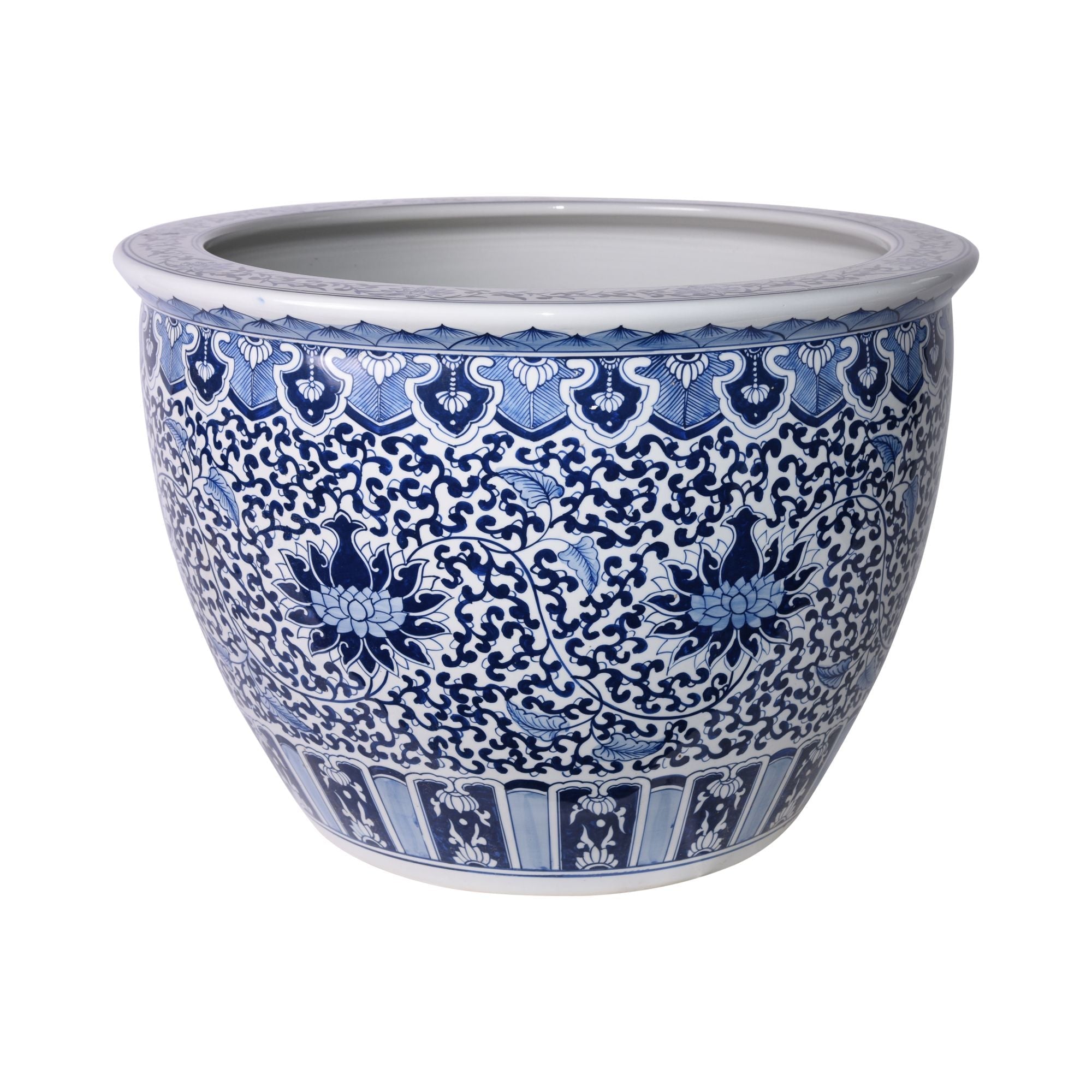 blue and white plant pot Blue And White Porcelain Sunflower Vine Planter 29 Inch