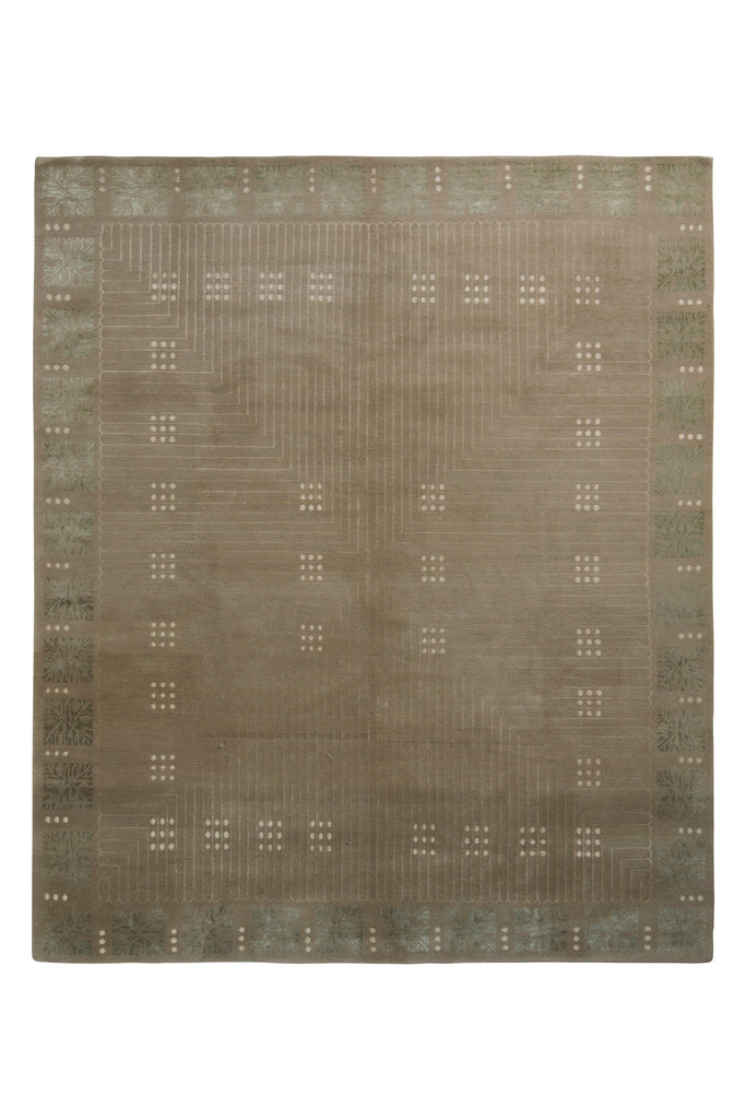 Austrian Art Deco Style Rug In Beige Brown Geometric Pattern By Rug & Kilim - 11550