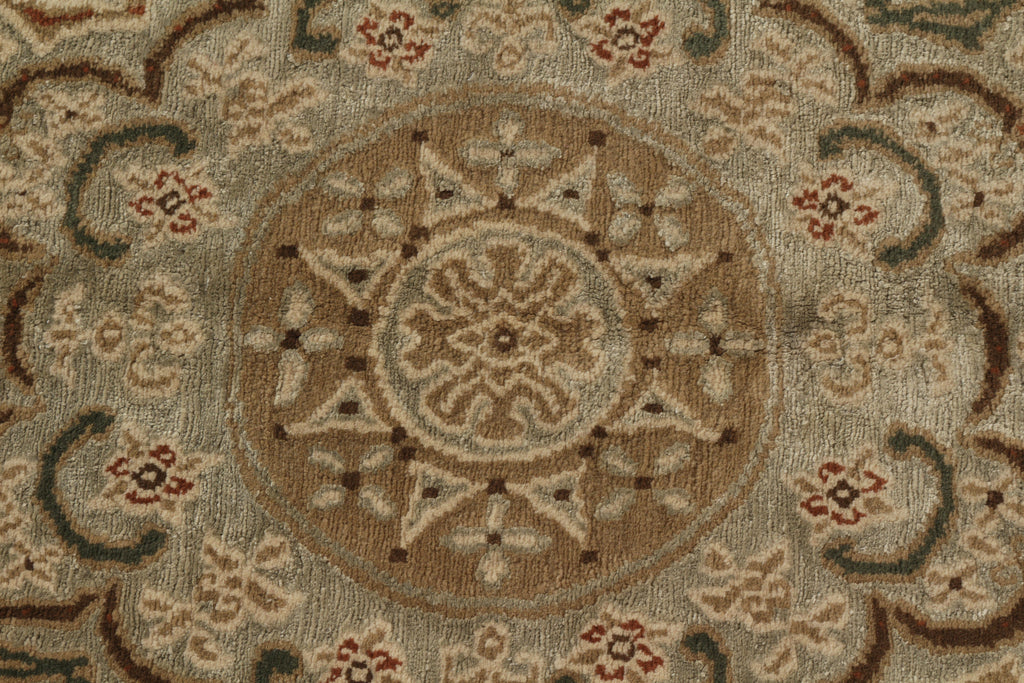 Custom Transitional Beige Brown And Blue Wool And Silk Rug - Cartagena - 11553