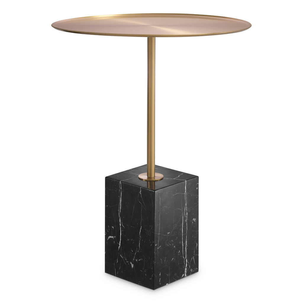 Side Table Cole Brushed Brass Finish Black Marble