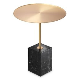 Side Table Cole Brushed Brass Finish Black Marble