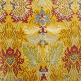 Custom Floral Gold Red And Blue Silk Rug - Toledo - 11555
