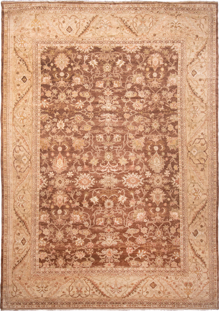 Sultanabad Style Beige Brown Mahal Wool Rug - 11562