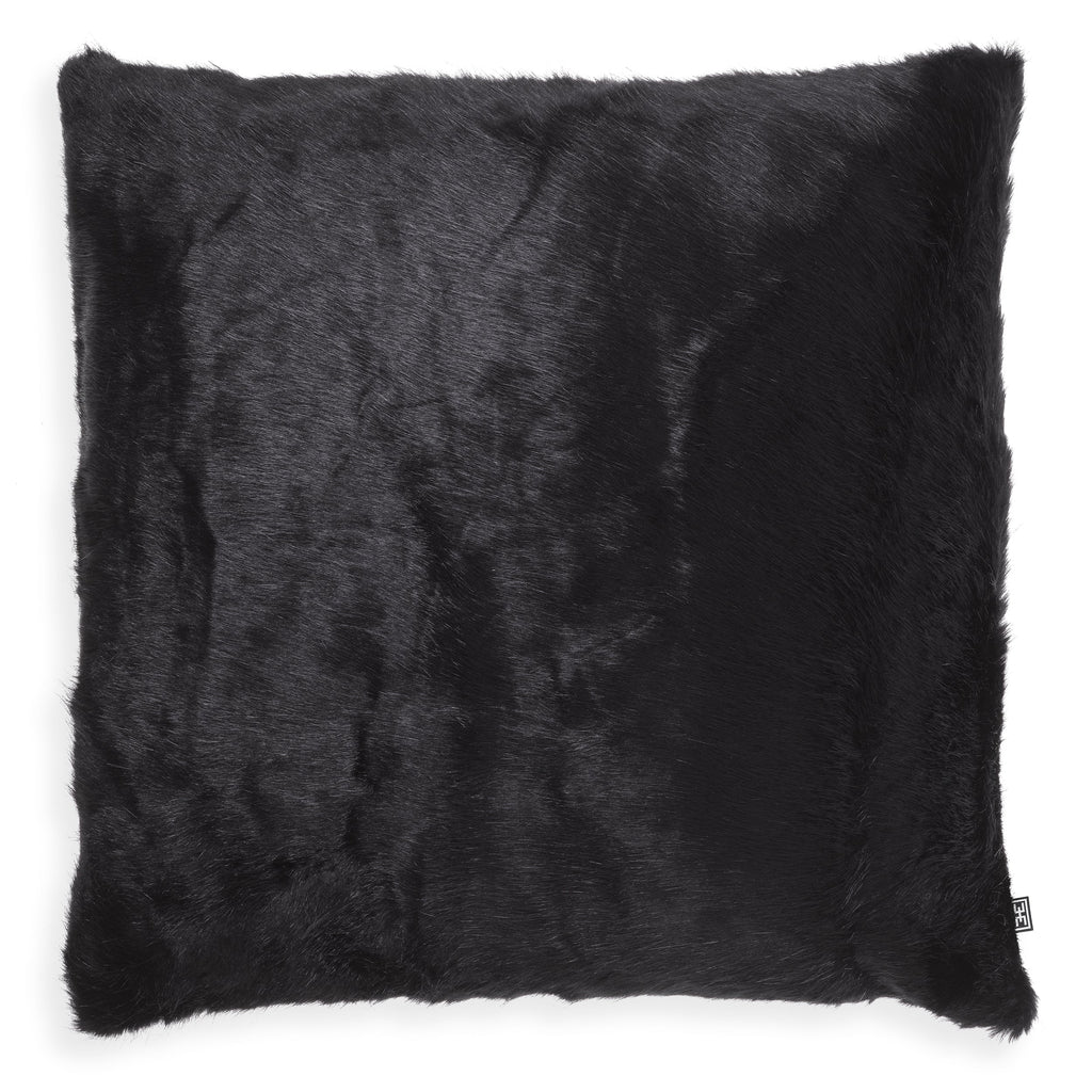 Scatter Cushion Alaska Faux Fur Black Square