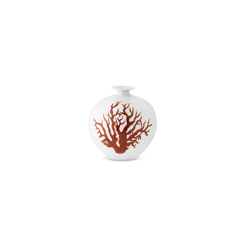 White Pomegranate Vase Red Coral