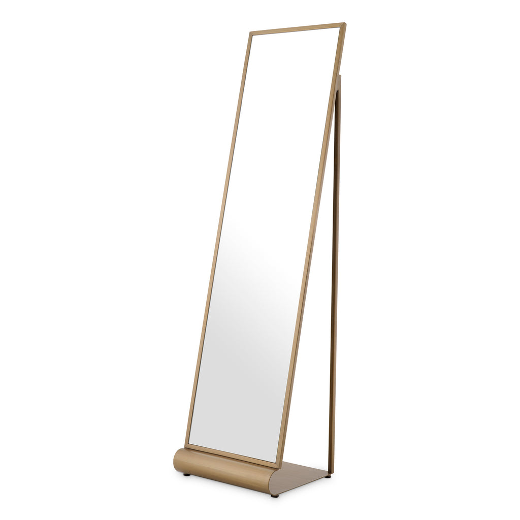 Floor Mirror Panorama Brushed Brass Finish