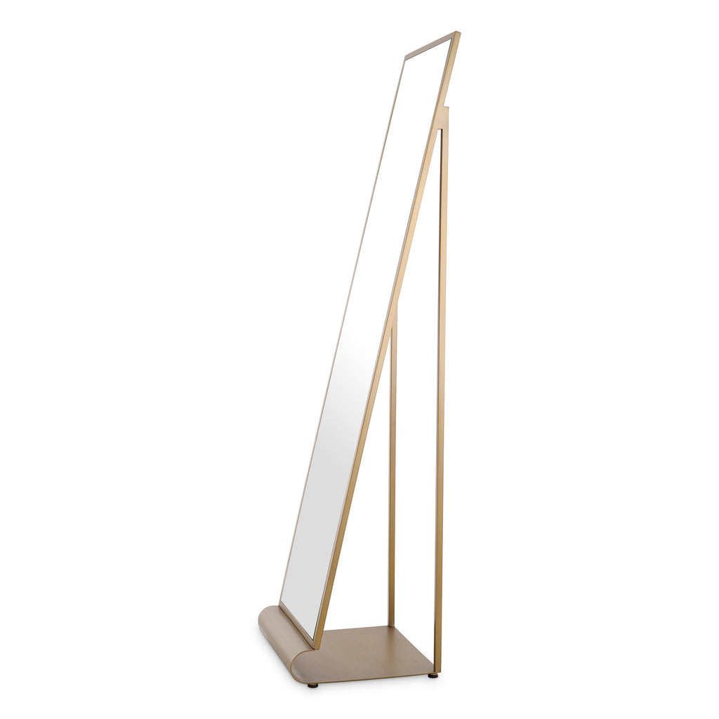 Floor Mirror Panorama Brushed Brass Finish