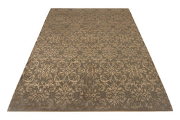 European Style Rug In Beige-Gold And Green Arabesque Pattern - 11615