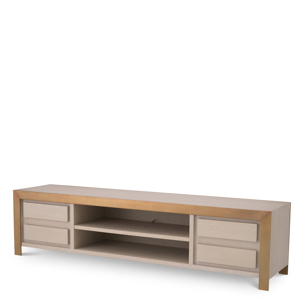 Tv Cabinet Talbot Washed Oak Ven Br Brass Finish