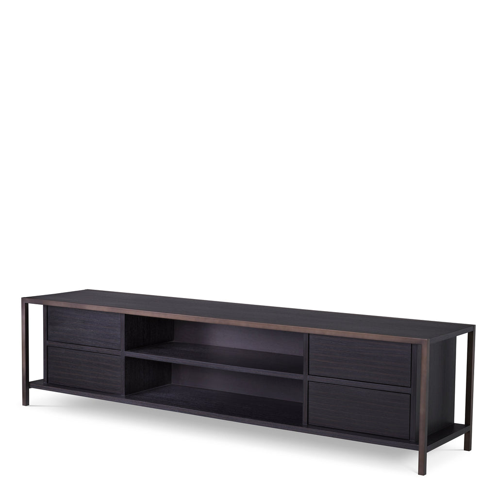 Tv Cabinet Wilmot Charcoal Grey Oak Medium Bronze Finish