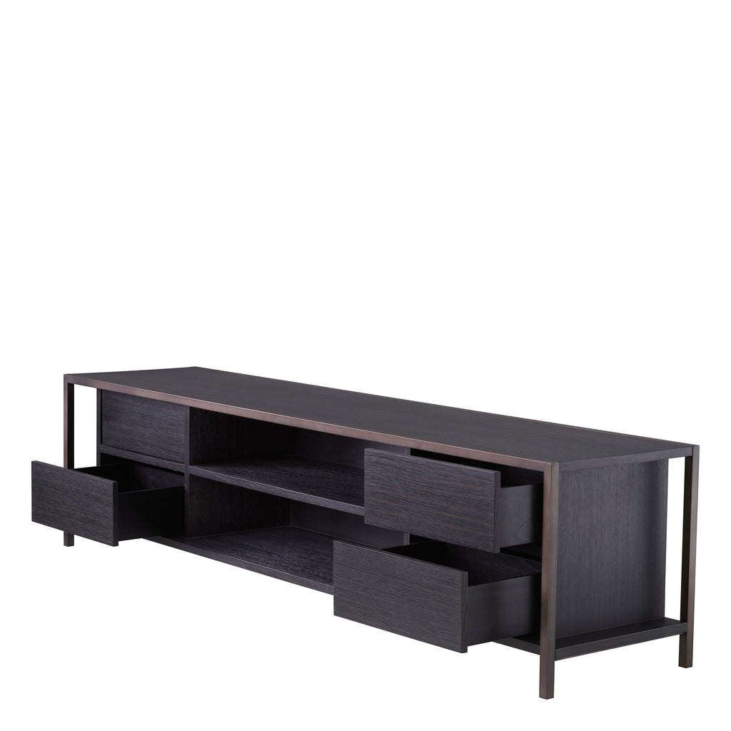 Tv Cabinet Wilmot Charcoal Grey Oak Medium Bronze Finish