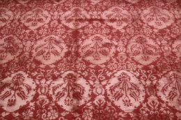 Custom Geometric Floral Red Wool And Silk Rug - Medici - 11620