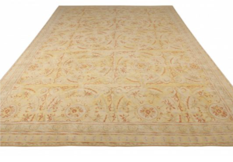 Rug & Kilim's Spanish Style Rug In Yellow And Beige Medallion Pattern