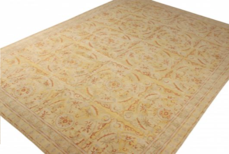 Rug & Kilim's Spanish Style Rug In Yellow And Beige Medallion Pattern