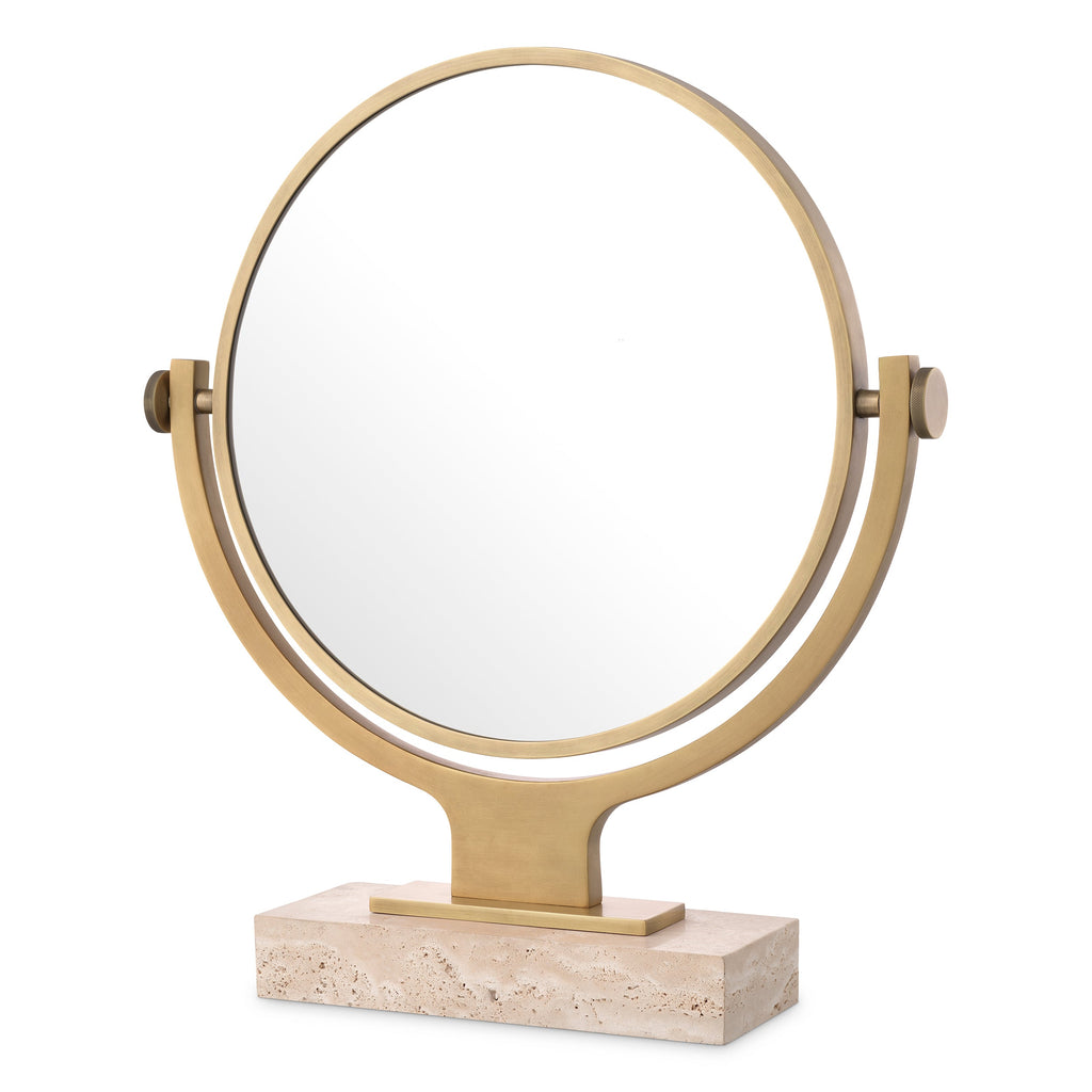 Mirror Briancon Travertine Antique Brass Finish