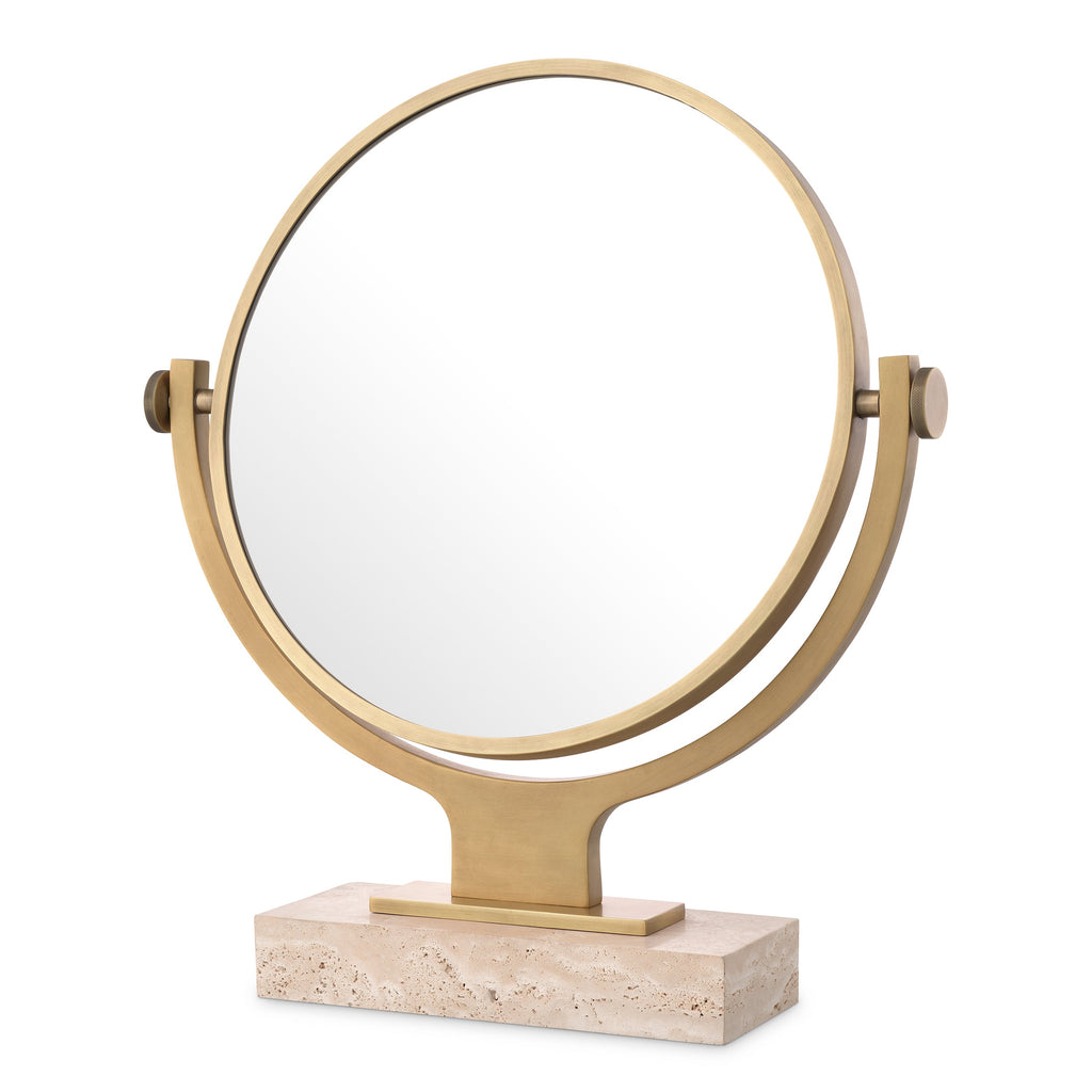 Mirror Briancon Travertine Antique Brass Finish