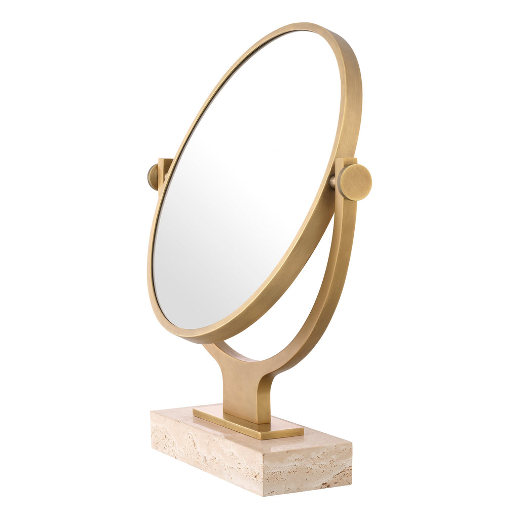 Mirror Briancon Travertine Antique Brass Finish