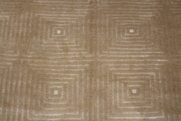 Custom Contemporary Geometric Beige Brown Wool And Silk Rug - Dorian - 11723