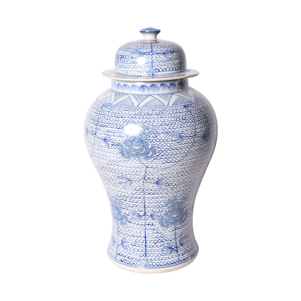 Blue and White Chain Temple Jar Large