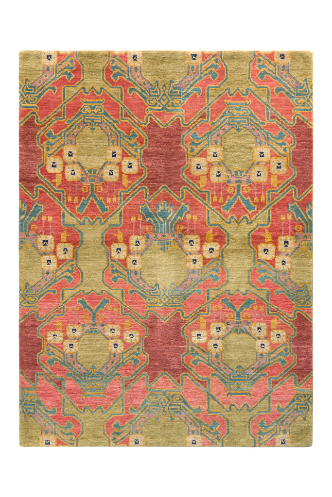 Ersari Style Rug In Red And Green Geometric Pattern - 11755