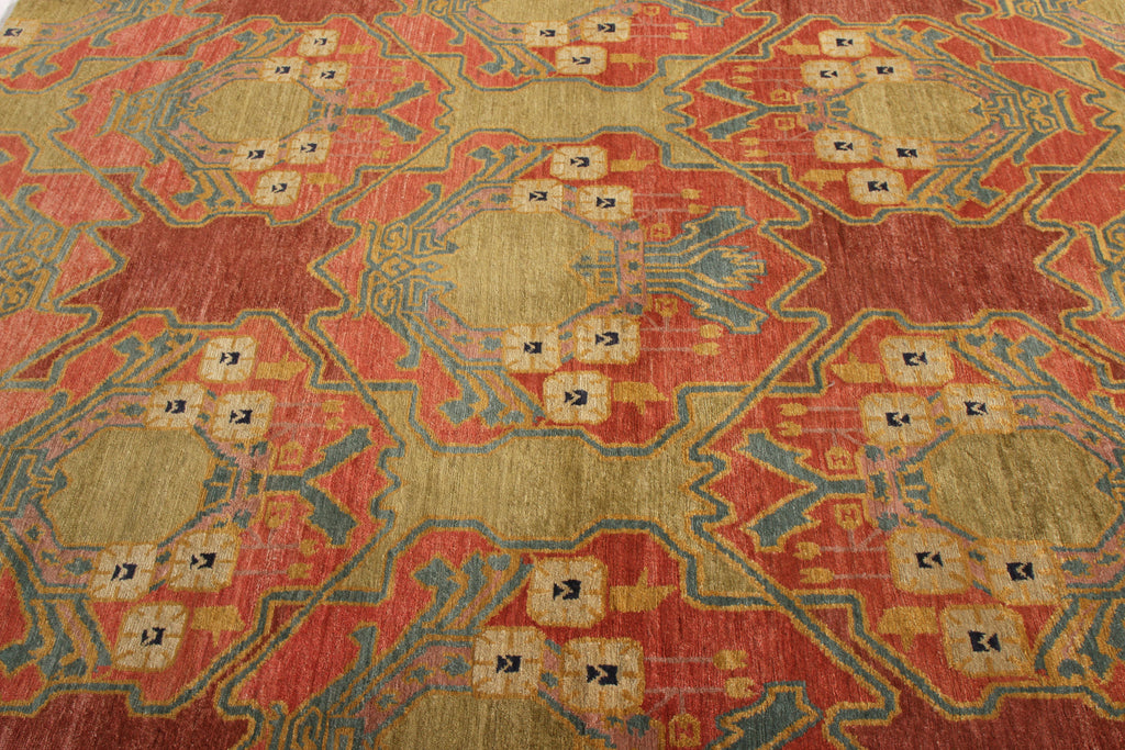 Ersari Style Rug In Red And Green Geometric Pattern - 11755