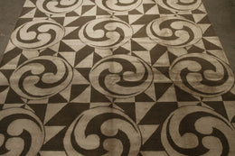 Modern Geometric Beige Brown Wool And Silk Custom Rug - Kaleidoscope - 11758