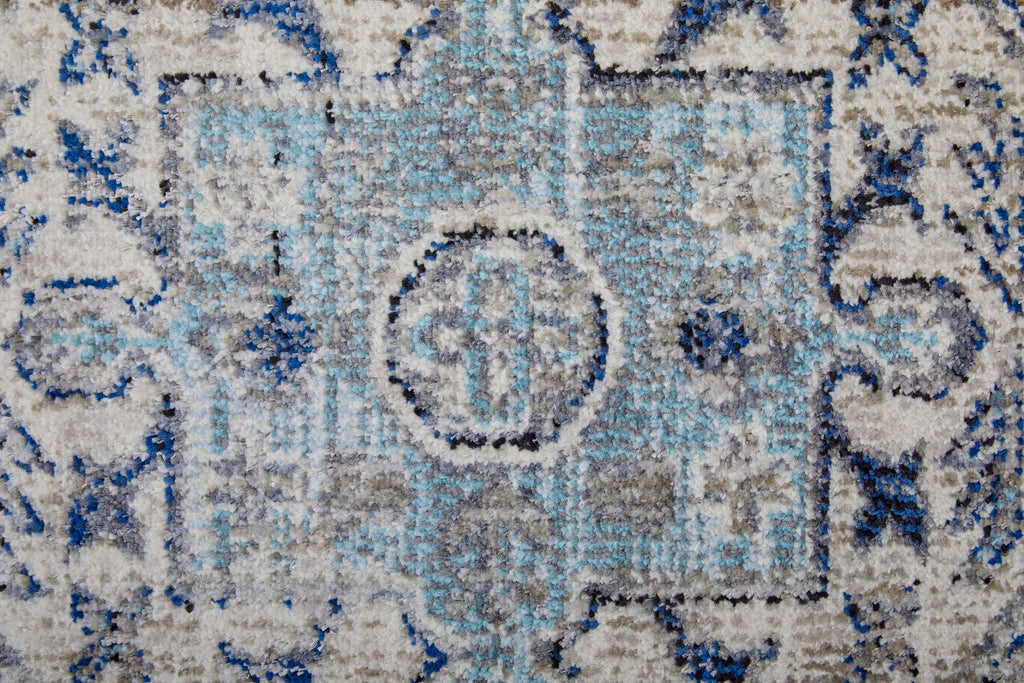 Bellini Transitional Medallion Taupe Gray Blue Area Rug (7'10" x 7'10")