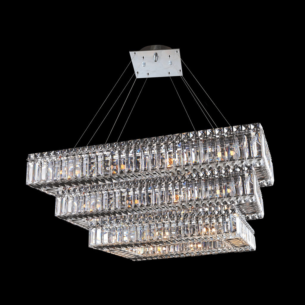 Baguette 43-Inch Rectangular 3-Tier Pendant