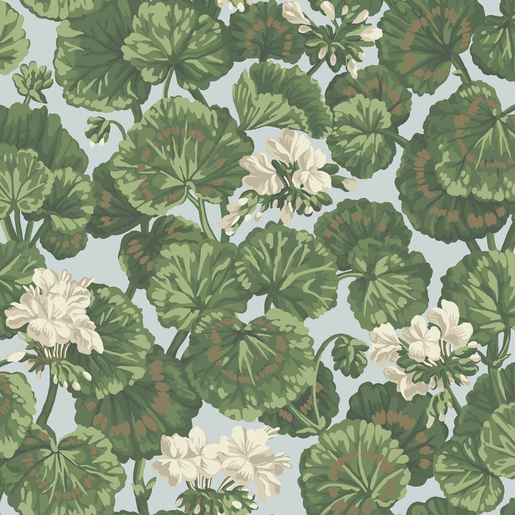 Geranium - White & Sage On Seafoam