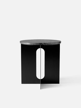 Androgyne Side Table, Steel Base in Black, Table Top in Black Marble