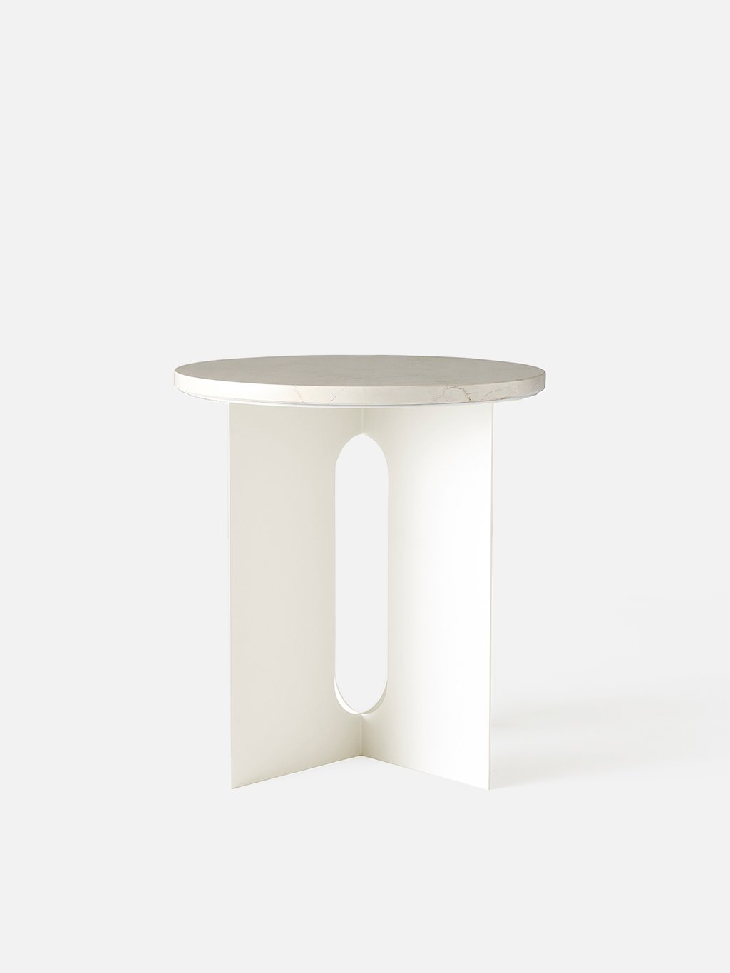 Androgyne Side Table, Steel Base in Ivory, Table Top in Ivory Marble
