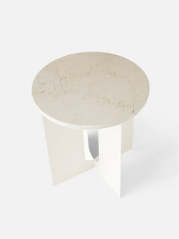 Androgyne Side Table, Steel Base in Ivory, Table Top in Ivory Marble