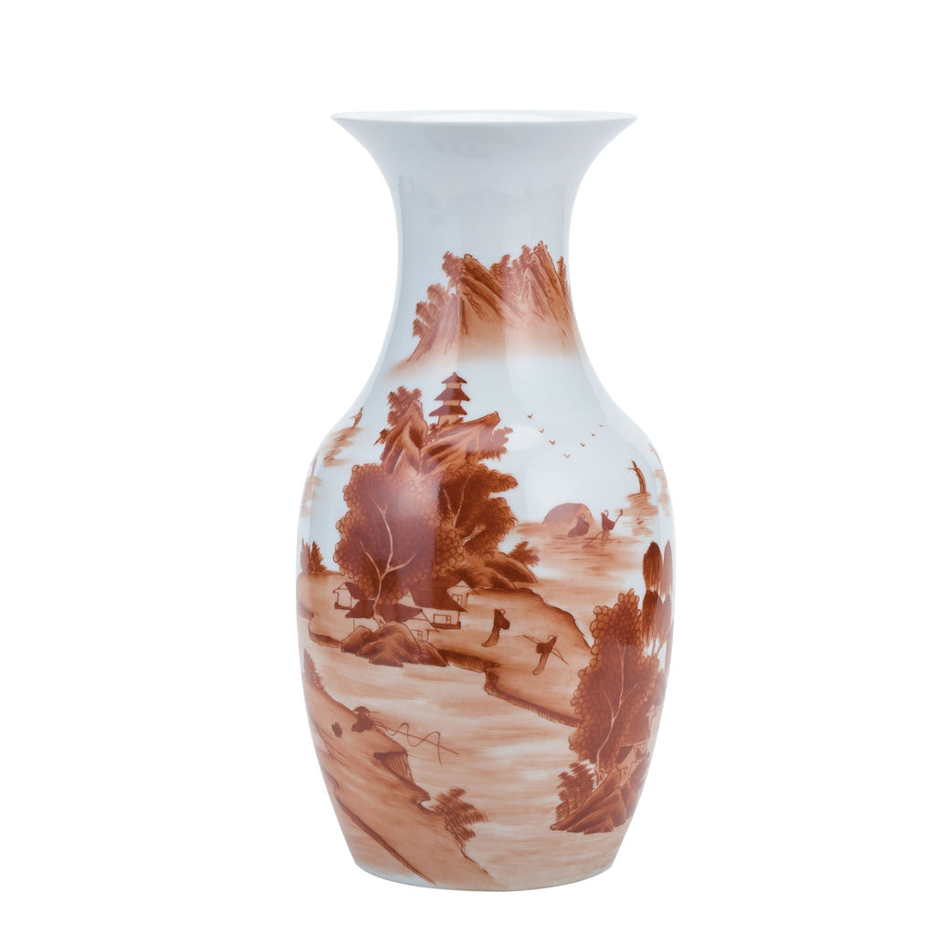 Orange Landscape Fish Tail Vase