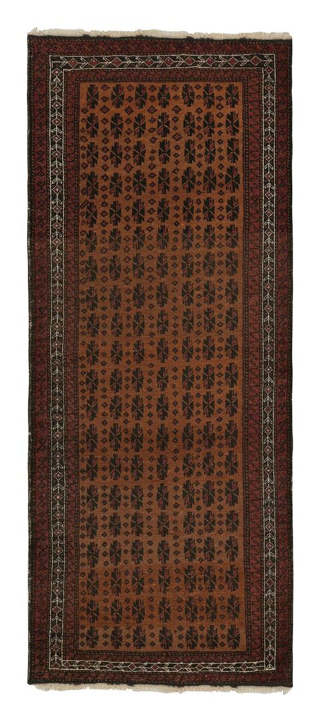 Vintage Persian Balouch Runner In Brown With Geometric Patterns