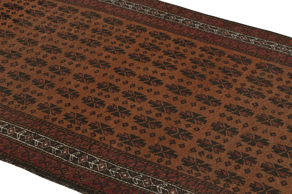 Vintage Persian Balouch Runner In Brown With Geometric Patterns