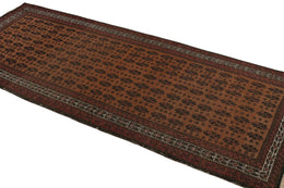 Vintage Persian Balouch Runner In Brown With Geometric Patterns