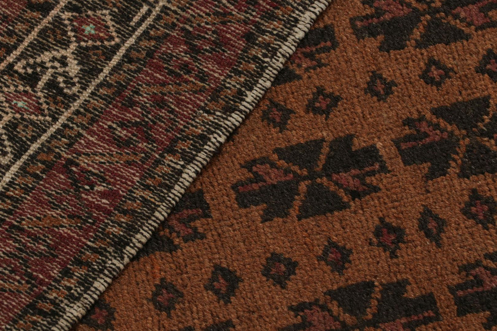 Vintage Persian Balouch Runner In Brown With Geometric Patterns