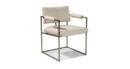 1188 Design Classic Dining Chair In White Leather With Brushed Bronze Legs