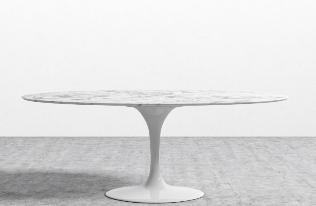 Tulip Table Oval, White Carrara Marble