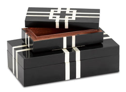 Black and White Lines Boxes Set of 2