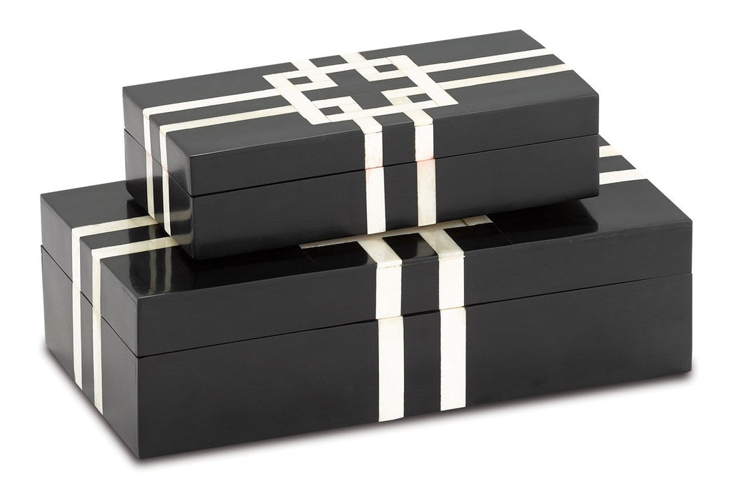 Black and White Lines Boxes Set of 2