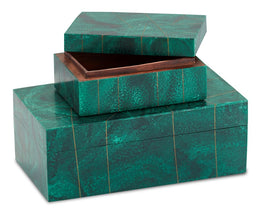 Malachite Trompe L'oeil Boxes Set of 2