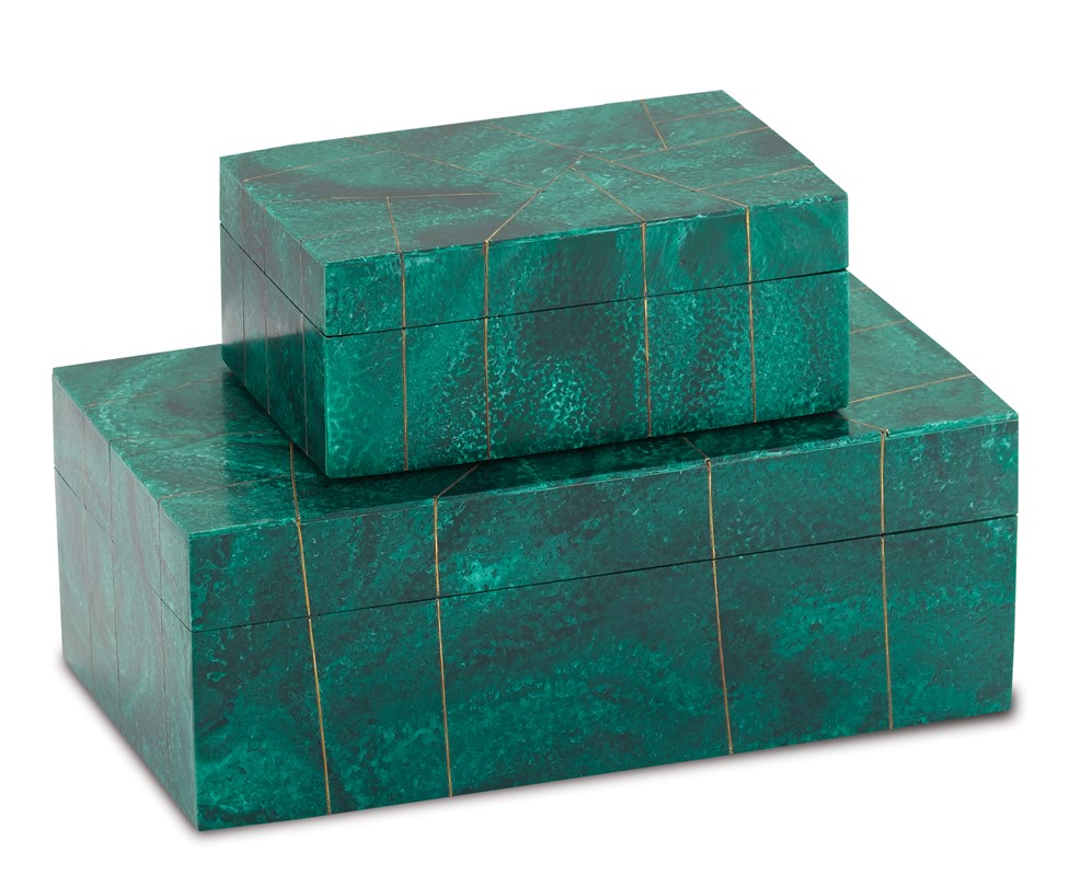 Malachite Trompe L'oeil Boxes Set of 2