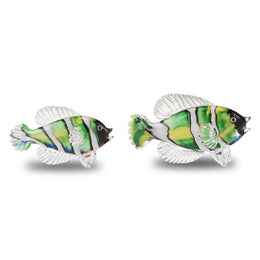 Rialto Green Glass Fish, Set of 2