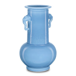 Sky Blue Elephant Handles Vase