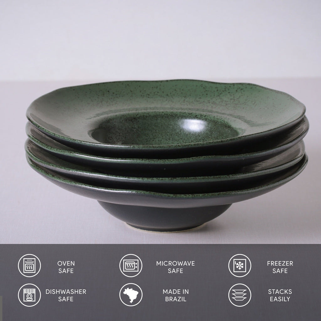 Greenery Deep Rim Plates, Set of 4