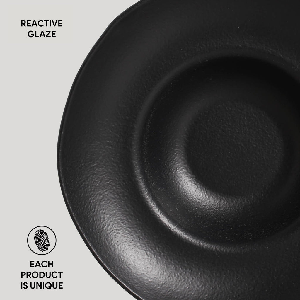 Matte Black Deep Rim Plates, Set of 4